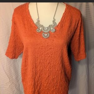 Simply Vera Vera Wang Textured Orange Short Sleeve Top